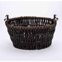 Inglenook Wicker Log Basket Chrome Handles Oval