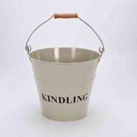 Premium Inglenook Fire Kindling Wood Bucket Cream Powder Coated Metal ING009