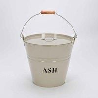Inglenook Premium Cream Powder Coated Metal Ash Bucket With Lid #ING014