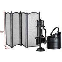Inglenook_Fireside Starter Set- Firescreen Bucket Fireset52X22X41X11X25X24Cm, Black