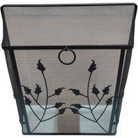 Inglenook_Fireside Spark Guard With Ring Handle Black With Leaf 24X21Cm, Black