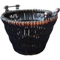 Inglenook Wicker Log Basket Chrome Handles Round