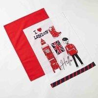 UNION JACK COTTON KITCHEN APRON TEA TOWEL MITTON LONDON DESIGNUK