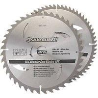 2PK TCT CIRCULAR SAW BLADES 40 & 60T 250MM INC REDUCTION RINGS SILVERLINE 991704