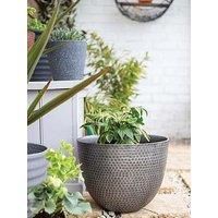 Plant Avenue Lightweight Recycled Plastic Garden Planter with Drainage Holes | UV Resistant & Frostproof | Kelkay Urban Elements Effect Large Pot (Gun Metal