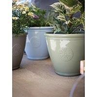 Southern Patio Sullivan Green Polypropylene (Pp) & Polystyrene (Ps) Motif Emblem Round Plant Pot (Dia)40.2Cm