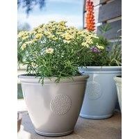 Plant Avenue Lightweight Recycled Plastic Garden Planter with Drainage Holes | UV Resistant & Frostproof | Kelkay Traditonal Collection Eden Emblem Large Pot (Grey) 90525GR, Small