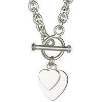 The Love Silver Collection Elements Sterling Silver Double Heart TBar Pendant