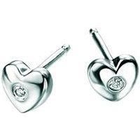 D for Diamond Children/'s 925 Sterling Silver Diamond Heart Stud Earrings