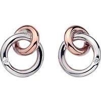 Hot Diamonds Eternity Silver & 18ct Rose Gold Vermeil Interlocking Stud Earrings