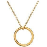 Hot Diamonds Soul Pendant in 18ct Gold Plated Sterling Silver – Organic Open Circle Necklace with Real Hand£Set Diamond | 20mm Elegant Everyday Jewellery fo Women