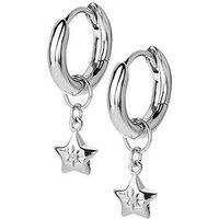Hot Diamonds Silver Star Dropper Hoop Earrings DE719