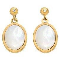 Hot Diamonds Hdxgem Horizontal Oval Earrings - Mother Of Pearl