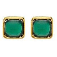 Hot Diamonds Hdxgem Square Earrings - Green Agate