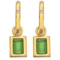 Hot Diamonds Hdxgem Rectangle Earrings - Green Agate