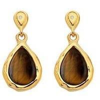 Hot Diamonds Hdxgem Teardrop Earrings - Tigers Eys - Gold