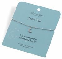Hot Diamonds Silver Whisper Love You” 925 Sterling Silver Charm Bracelet | Crescent Moon Cubic Zirconia Charm | Sentimental Gift For Her | Rhodium Plated Anti-Tarnish in Luxury Gift Bag