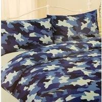 Camouflage Blue 66x72 Ready Made Pencil Pleat Curtains