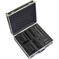 Sealey Diamond 5 Core Kit (£38,52,65,117,127mm Cores with Adaptors) WDCKIT5