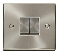 Click Deco VPSC412WH Double Light Switch Satin Chrome