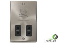 Click Deco VPSC100BK Dual Voltage Shaver Socket Black Insert Satin Chrome