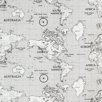 By the Metre Maps Grey PVC Fabric Grey