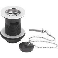 Nuie E308 £ Modern Bathroom Contract Basin Waste with Poly Plug and Ball Chain, 81mm x 61mm, Chrome