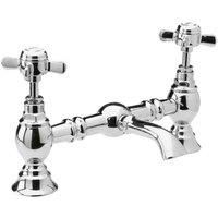 Nuie I315X Beaumont £ Traditional Bathroom Luxury Crosshead Handle Bridge Basin Mixer Tap, 140mm x 240mm, Chrome