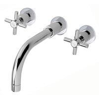 Hudson Reed Tec Crosshead 3-Hole Basin Mixer Tap Wall Mounted - Chrome