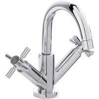 Hudson Reed Tec Crosshead Cloakroom Mono Basin Mixer Tap Dual Handle Push Waste