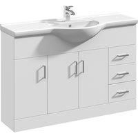 Nuie Mayford White Floor Standing Vanity Unit + Round Basin - 1200mm
