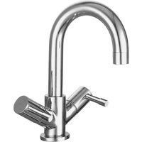 nuie FJ317 Series Two £ Modern Bathroom Economy Swivel Spout Mono Basin Mixer Tap with Lever Handles and Push Button Waste, 142 x 220 x 162mm, Chrome