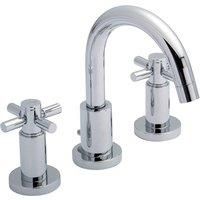 Hudson Reed Tec Crosshead 3-Hole Basin Mixer Tap with Pop Up Waste - Chrome