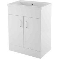 Nuie Eden Floor Standing 2-Door Vanity Unit Basin 2 Gloss White 600mm Wide