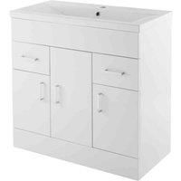 Nuie Eden Floor Standing 3-Door Vanity Unit Basin 2 Gloss White 800mm Wide