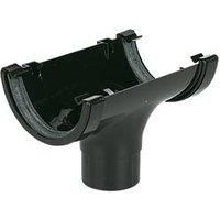 FLOPLAST 112mm Half Round Gutter Running Outlet - Black