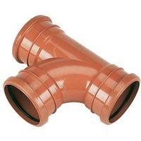 FloPlast 110mm Underground Drainage Equal Junction Triple Socket 87.5  Terracotta