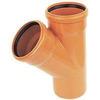FloPlast 110mm Underground Drainage Equal Junction Double Socket/Spigot 45 - Terracotta