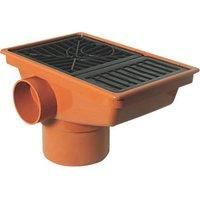 FloPlast Underground Drainage Rectangular hopper & grid (Dia)110mm Terracotta & black
