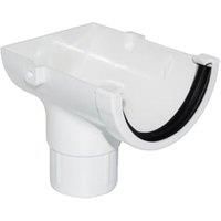 FloPlast Miniflo White Half round Stop end Gutter outlet (L)150mm (Dia)76mm