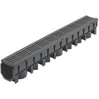 FLOPLAST FLODRAIN CHANNEL DRAIN & GRATE BLACK 115MM X 1 Metre - Model No:D700