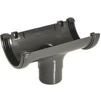 FloPlast 112mm Round Line Gutter Running Outlet - Anthracite Grey