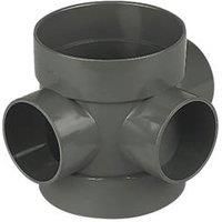 FloPlast Solvent Weld 3-Boss Double Socket Short Boss Pipe Anthracite Grey 110mm (394KJ)