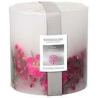 Stoneglow Nature's Gift Natural Wax decorated Scented Pillar Candle - Various Designs (Pink Pepper Flowers)