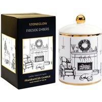 Stoneglow Candles Keepsake Ceramic Fireside Embers Leather, Tobacco & Cognac -Scented Candle in a Ceramic Lidded Tumbler