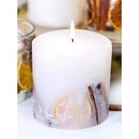 Stoneglow Seasonal Collection - Festive Wishes - Orange, Cinnamon, Clove Fat Pillar White