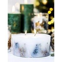 Stoneglow Seasonal Collection - Frosted Woods - Pear, Patchouli & Musk Inclusion 3-Wick Pillar Green