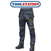 DeWalt Westport Ripstop Stretch Holster Pocket Trousers Grey/Black 32" L