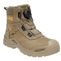 DEWALT Lander Men/'s Waterproof, Nubuck Leather, Wide Fitting, BOA Fastener, Non-Metallic Safety Toe Work Boot, Stone, UK7