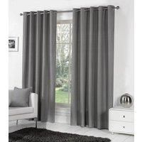 Fusion - Sorbonne - 100% Cotton Pair of Eyelet Curtains - 66" Width x 90" Drop (168 x 229cm) in Charcoal